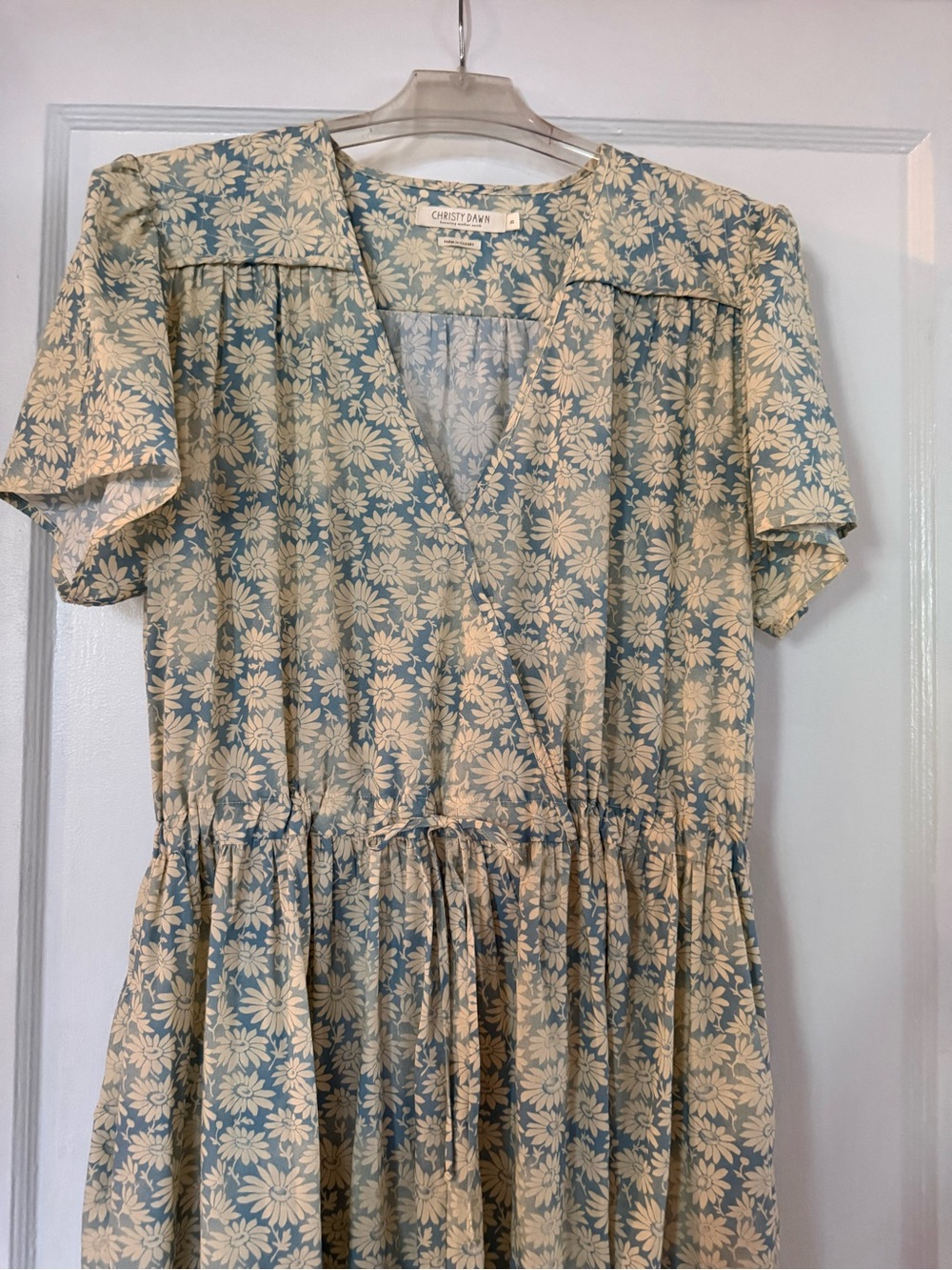 Christy Dawn Floral Midi Dress in Cream and Pale Blue - Picture 2 of 3